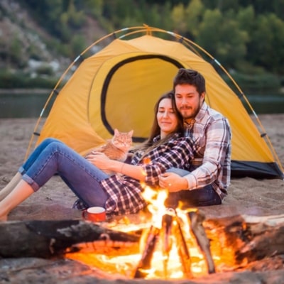 Couple camping in Rishikesh