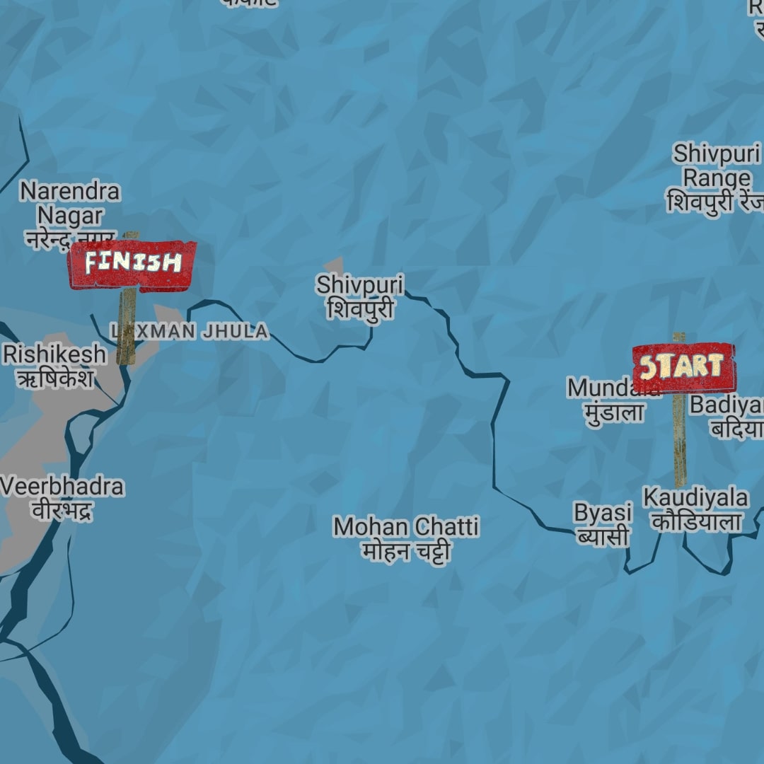 Kaudiyala to Rishikesh Rafting Route
