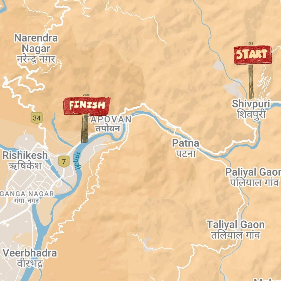 Shivpuri to Rishikesh River Rafting Route